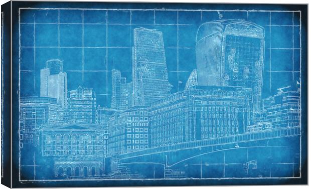 London Blueprint Canvas Print by Richard Downs