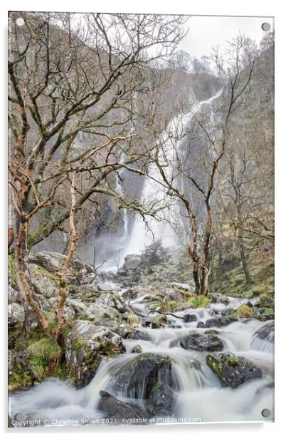 Aber Falls, Waterfall Cascading over Rocks, Landscape Photography - North Wales Acrylic by Christine Smart