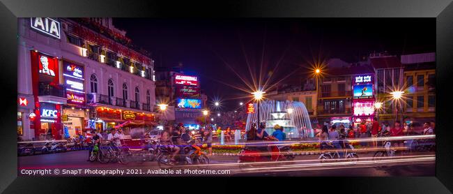 Long exposure of Dong Kinh Nghia Thuc Square at night, Hanoi Framed Print by SnapT Photography