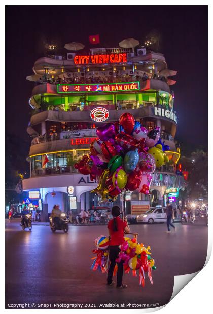 A lone balloon sellar at Dong Kinh Nghia Thuc Square, Hanoi, Vietnam. Print by SnapT Photography