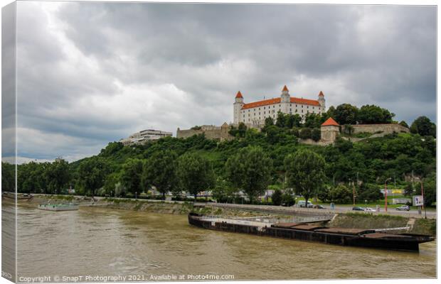 Bratislava Castle over looking the River Danube in the old town, Slovakia Canvas Print by SnapT Photography
