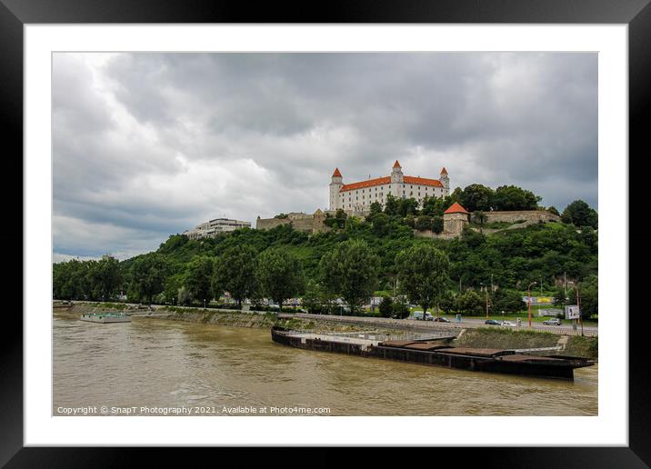 Bratislava Castle over looking the River Danube in the old town, Slovakia Framed Mounted Print by SnapT Photography