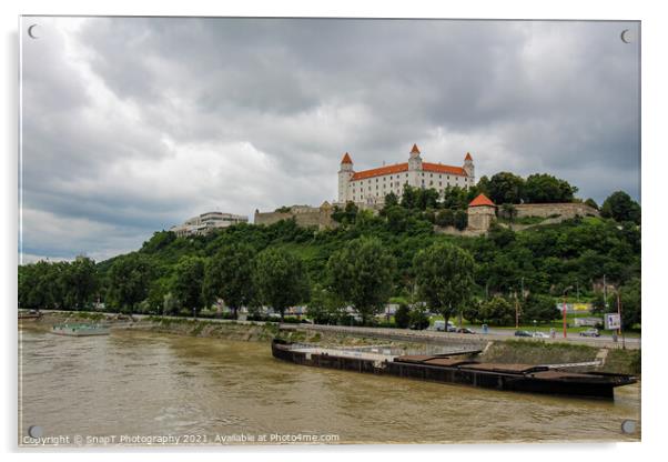 Bratislava Castle over looking the River Danube in the old town, Slovakia Acrylic by SnapT Photography