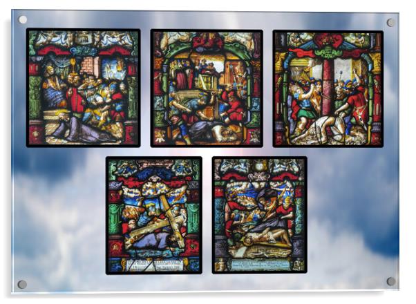 Late 16th Century Stained Glass Panels against Sky Acrylic by Philip Brown
