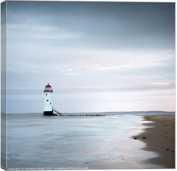 Talacre Lighthouse Square Seascape/Landscape North Wales Canvas Print by Christine Smart
