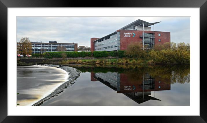 Ayrshire College river reflection, Ayr, Scotland Framed Mounted Print by Allan Durward Photography