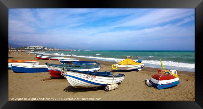 San Luis de Sabinillas Fishing Boats Framed Print by Wight Landscapes