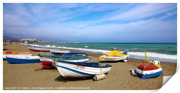 San Luis de Sabinillas Fishing Boats Print by Wight Landscapes