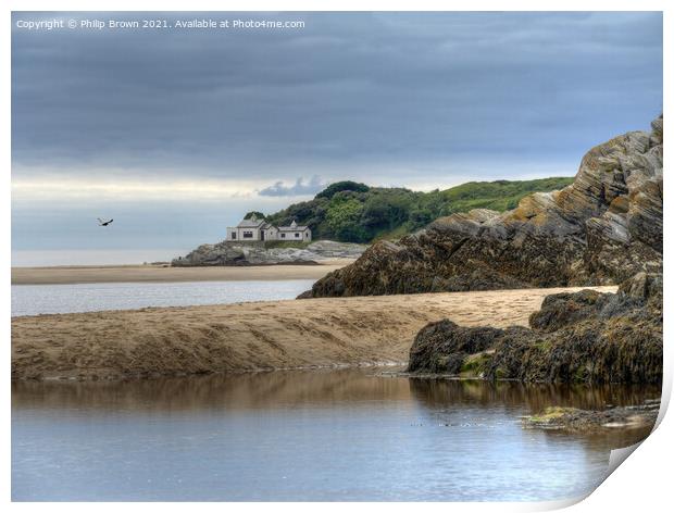 Remote Beach House, Wales Print by Philip Brown