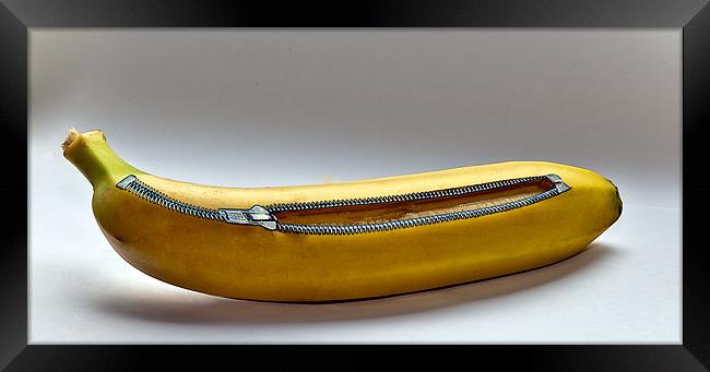 Banana with a Zip Framed Print by Peter Blunn