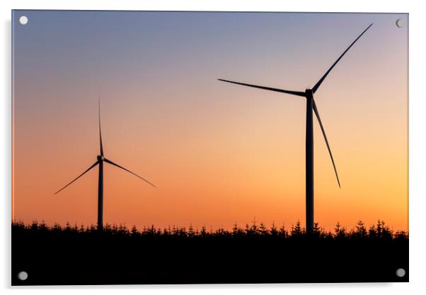 Windfarm at Sunset Acrylic by Derek Beattie