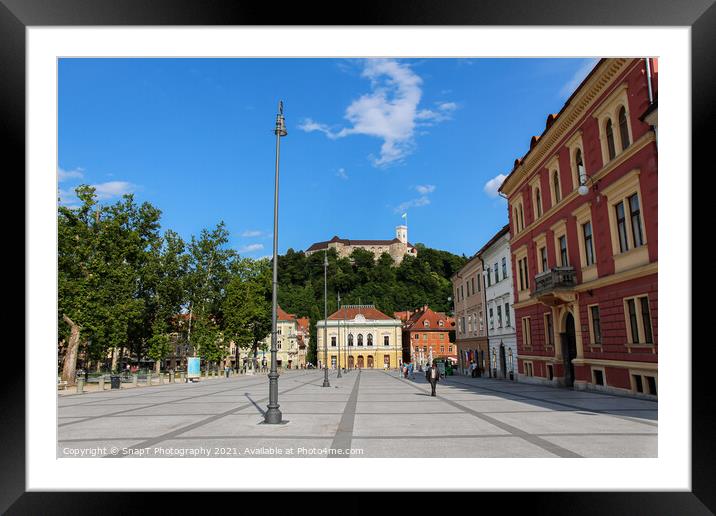 The park at Congress Square in the center of Ljubljana on a summers day Framed Mounted Print by SnapT Photography