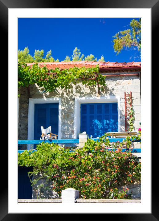 Traditional Greek House Framed Mounted Print by Nic Croad