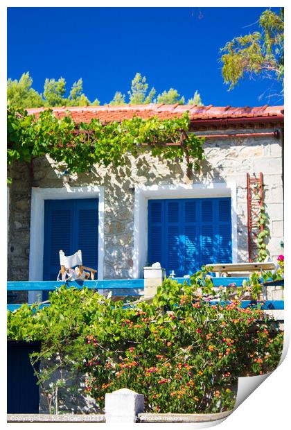 Traditional Greek House Print by Nic Croad