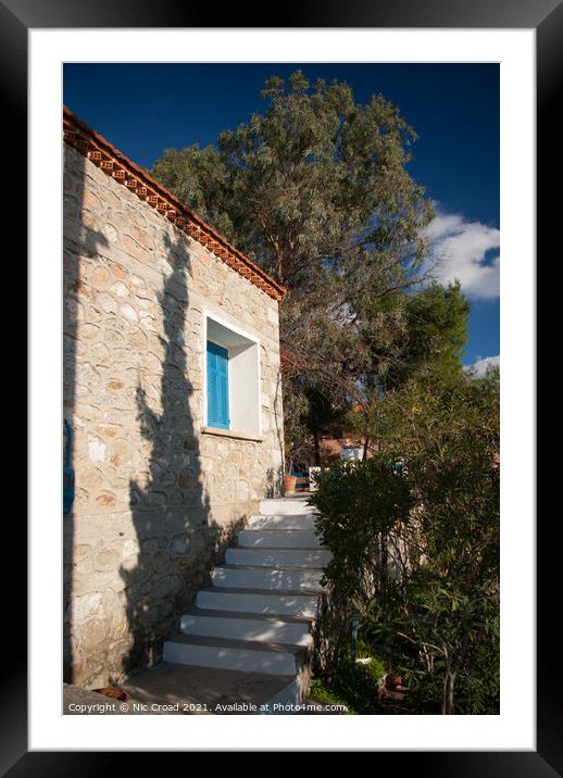Traditional Greek House Framed Mounted Print by Nic Croad