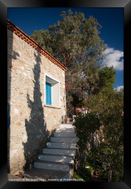 Traditional Greek House Framed Print by Nic Croad
