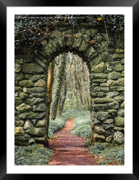 Woodland Path Through a Stone Arch Framed Mounted Print by Pearl Bucknall
