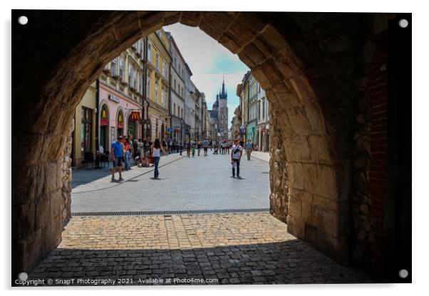 The archway entrance in St.Florian's Gate to the old town of Krakow, Poland Acrylic by SnapT Photography