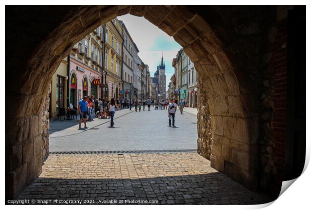 The archway entrance in St.Florian's Gate to the old town of Krakow, Poland Print by SnapT Photography