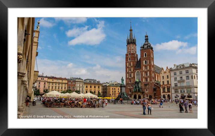 A restaurant at St. Mary's Basilica Church at the Main Market square, Krakow Framed Mounted Print by SnapT Photography