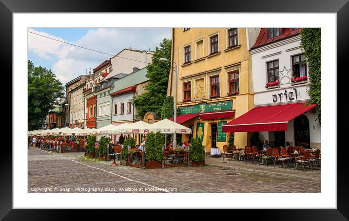 Ariel in Szeroka Street Square in Kazimierz, Jewish Quarter, Krakow, Poland Framed Mounted Print by SnapT Photography