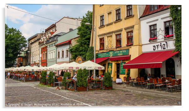 Ariel in Szeroka Street Square in Kazimierz, Jewish Quarter, Krakow, Poland Acrylic by SnapT Photography