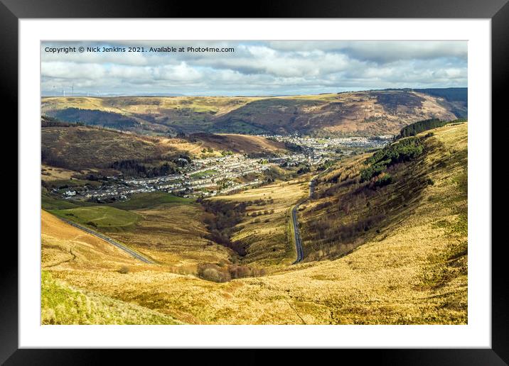 Looking down to Rhondda Fawr from the Rhigos  Framed Mounted Print by Nick Jenkins