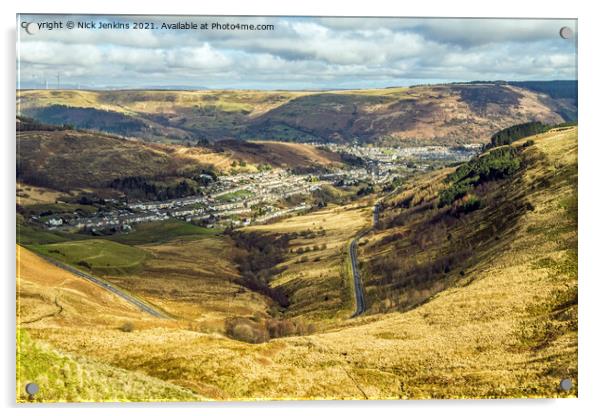 Looking down to Rhondda Fawr from the Rhigos  Acrylic by Nick Jenkins