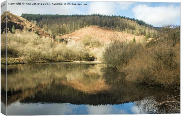 The Upper Pond at Clydach Vale in the Rhondda Fawr Canvas Print by Nick Jenkins