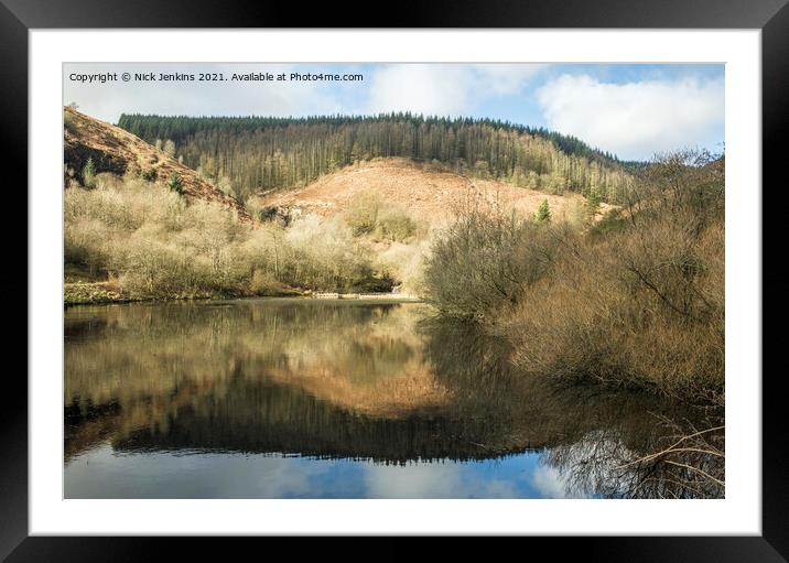 The Upper Pond at Clydach Vale in the Rhondda Fawr Framed Mounted Print by Nick Jenkins