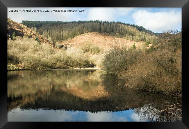 The Upper Pond at Clydach Vale in the Rhondda Fawr Framed Print by Nick Jenkins
