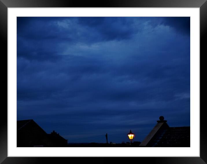 Lamplight blue night sky in Yorkshire Framed Mounted Print by Roy Hinchliffe