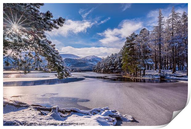 Winter on Loch en Eilein Print by Paul Smith