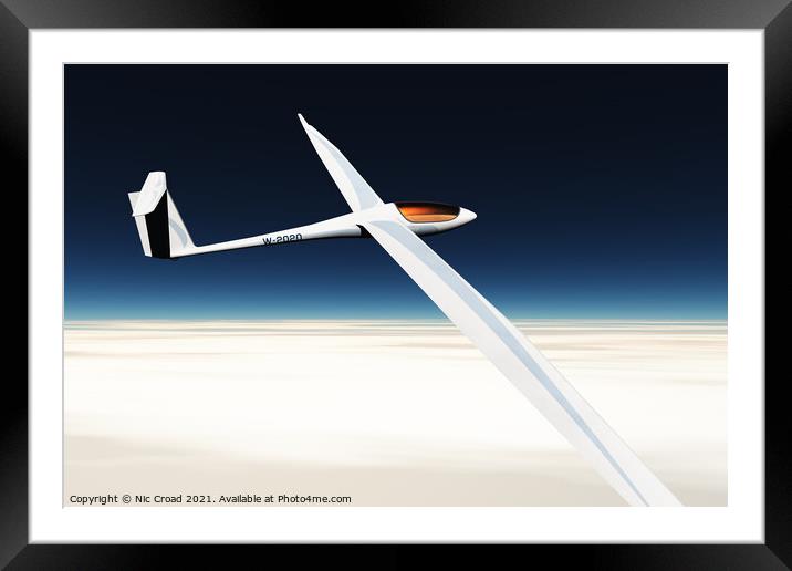High Altitude Glider Framed Mounted Print by Nic Croad