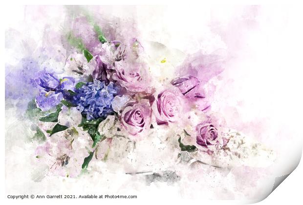 Lilac Rose Posy Print by Ann Garrett