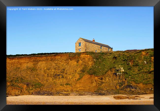 The House on the Cliff at Fishing Cove Framed Print by Terri Waters