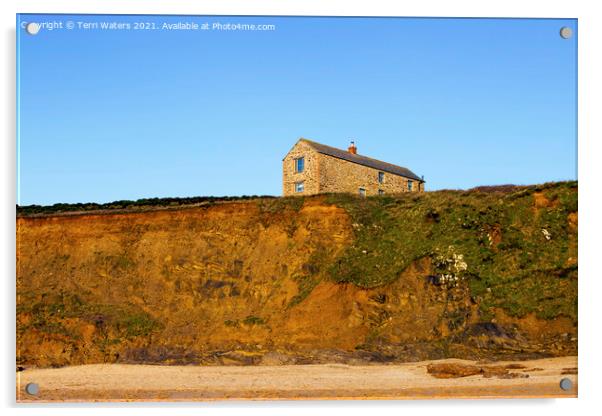 The House on the Cliff at Fishing Cove Acrylic by Terri Waters