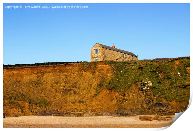The House on the Cliff at Fishing Cove Print by Terri Waters