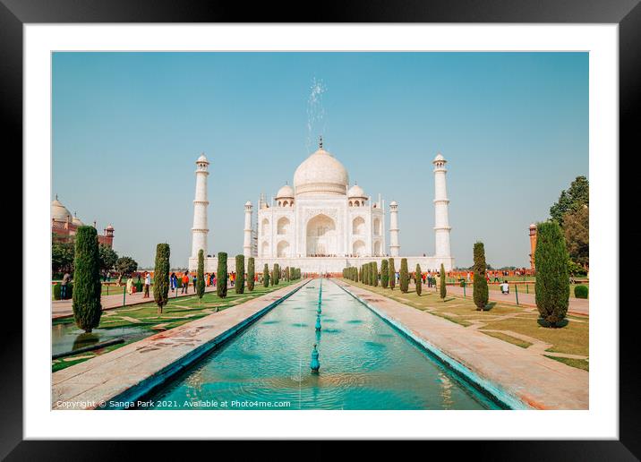 Taj Mahal Framed Mounted Print by Sanga Park