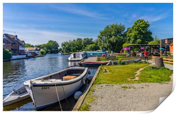 A view down the River Bure, Wroxham, Norfolk Print by Chris Yaxley