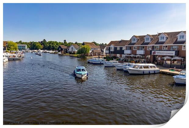 The River Bure captured from Wroxham Bridge Print by Chris Yaxley
