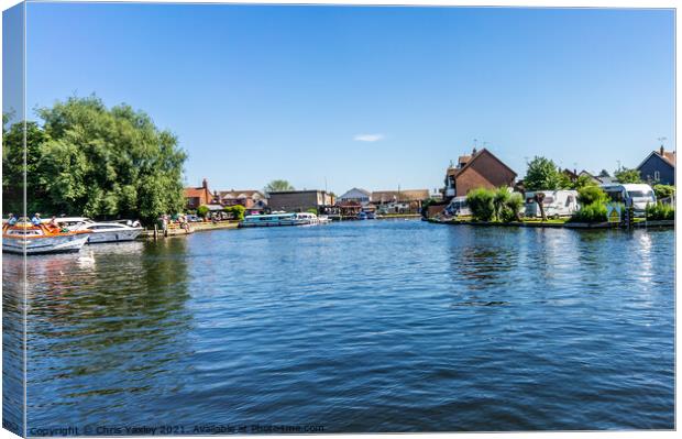 A view up the River Bure, Wroxham, Norfolk Broads Canvas Print by Chris Yaxley