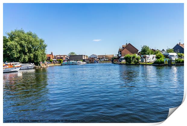 A view up the River Bure, Wroxham, Norfolk Broads Print by Chris Yaxley
