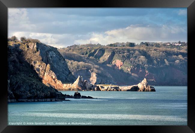 Long Quarry Point at Ansteys Cove in Torquay Framed Print by Rosie Spooner