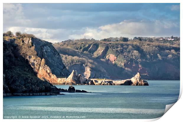 Long Quarry Point at Ansteys Cove in Torquay Print by Rosie Spooner