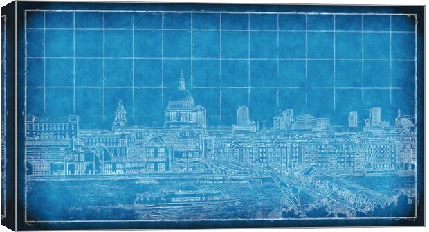 Millennium Bridge Blueprint Canvas Print by Richard Downs