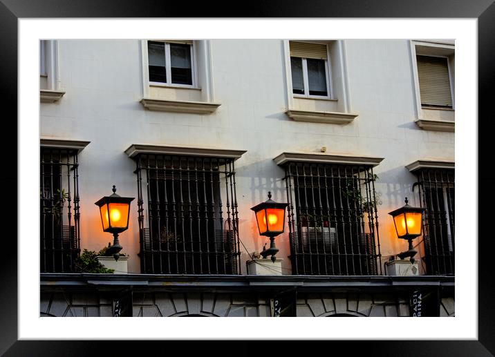 Three lamps by windows in Seville Framed Mounted Print by Jose Manuel Espigares Garc