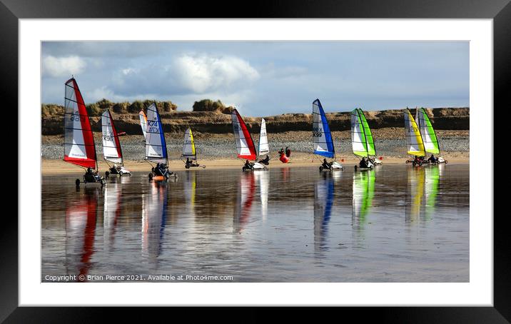 Sand Yachts on Hayle Beach, St Ives Bay, Cornwall  Framed Mounted Print by Brian Pierce