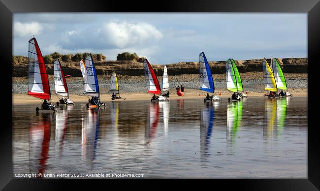 Sand Yachts on Hayle Beach, St Ives Bay, Cornwall  Framed Print by Brian Pierce