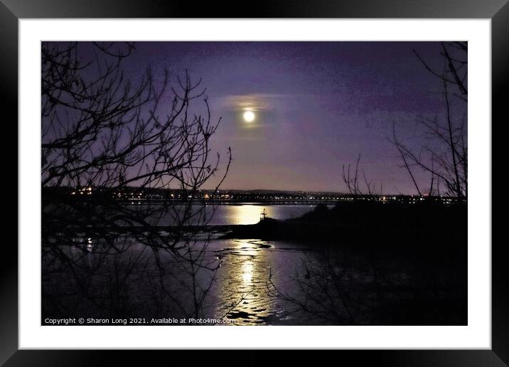 Moon Reflections on the Mersey Framed Mounted Print by Photography by Sharon Long 